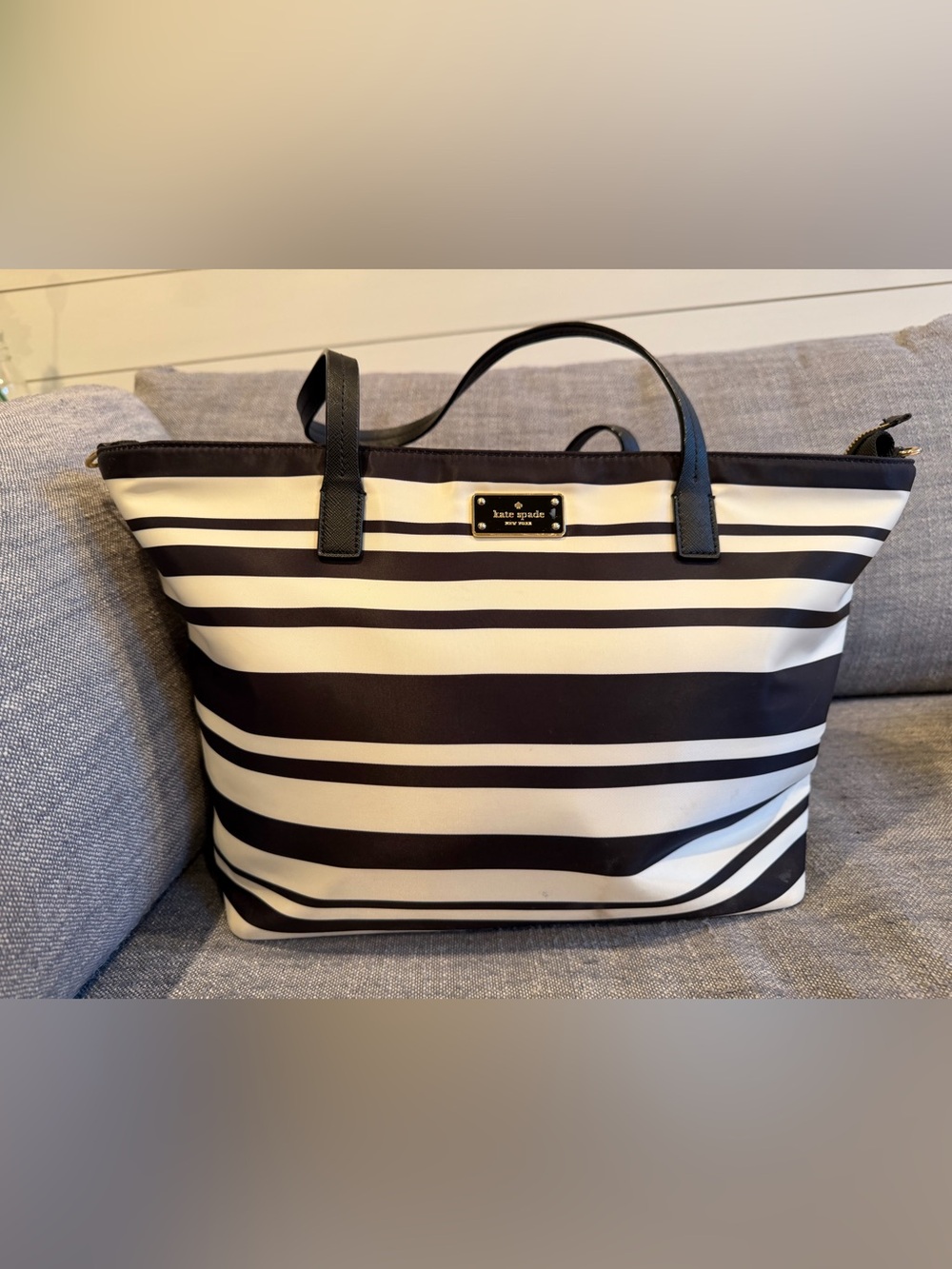 kate spade Black and White Striped Tote